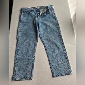 Levi's Wedgie Straight Womens Cropped Light Wash Jeans Size 31